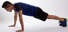Picture 3 Same Man then stretches his legs Backwards into the Push-up position, holds it and then goes back into squatting position Picture 2-4